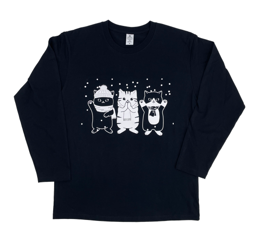 Cozy Winter Cats Long Sleeve Tee Original NyankoPaws  Makes the Purrfect